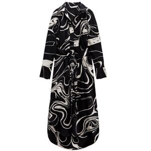ZARA Marble Swirl Print Belted Midi Dress Size M • BLOGGER FAVORITE
